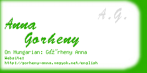 anna gorheny business card